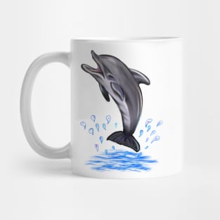 Cute dolphin making a splash.  Playful Dolphins Mug